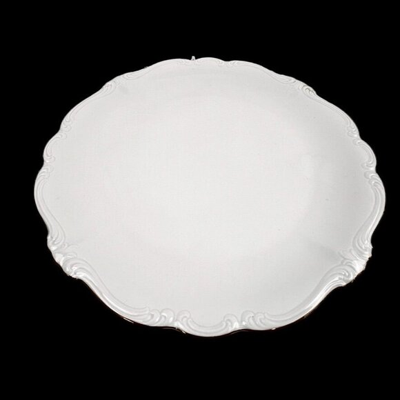 Johann Haviland White Embossed 13" Porcelain Serving Platter Gold Trim Bavaria - Picture 9 of 10